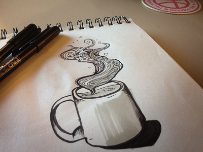 That magical first sip... coffee drawing illustration ink sketch