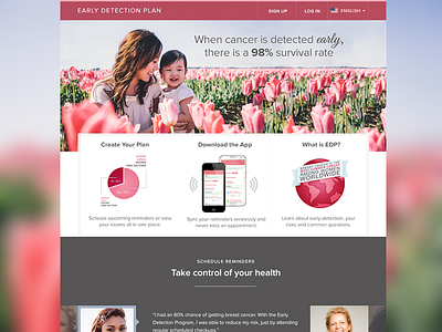 EDP Landing Page app website breast cancer cancer feminine flowers girly health landing page log in pink sign up website