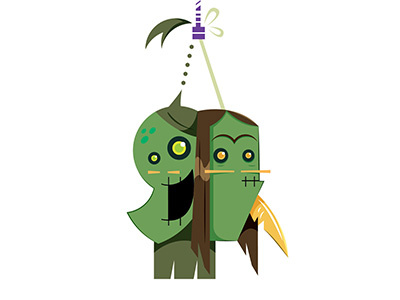 Little Heads cartoon green head vector zombie