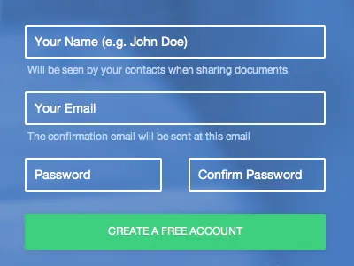 SharePad Signup Form account button flat flat design flat ui form input outline sign up signup