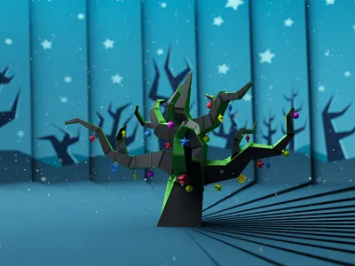 Paper tree #2 3d blur c4d cinema 4d dof funny low poly paper toy tree