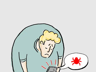 malware sucks caricature flat illustration mobile