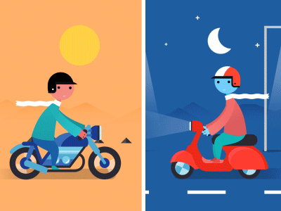 Fist Bump {gif} 2d ae animation bump characters earth fistbump flat gif illustration mototrcycle vespa