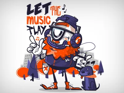 Letthemusicplay bkopf bkopfone illustration let music play the typography