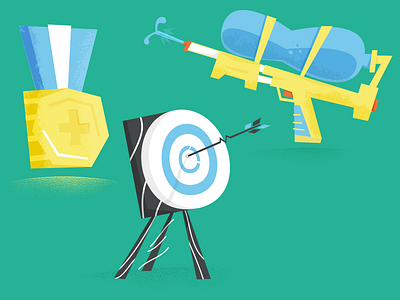 Play Icons arrow award bullseye coin gun icons illustration medal squirt gun target water gun
