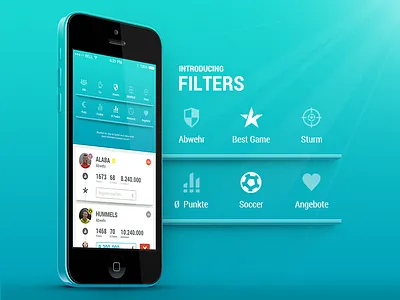 KKSTR Bundesliga Manager - COBE UI Design München app cobe filter football interface ios manager munchen munich münchen soccer ui