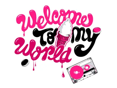 Welcome to me sweet world cover design ice illustration retro sweet t shirt type vector welcome world