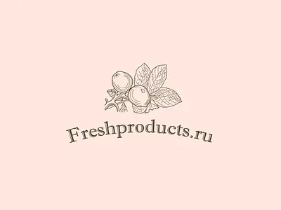 Freshproducts engraving food fresh fruits leaf logo online shop store
