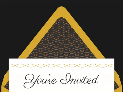 You're Invited gold infographic invitation letter pattern ribbon script