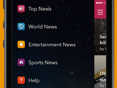 Side Menu - iOS 7 UI chat dark ios 7 mobile retina side nav ui user interface