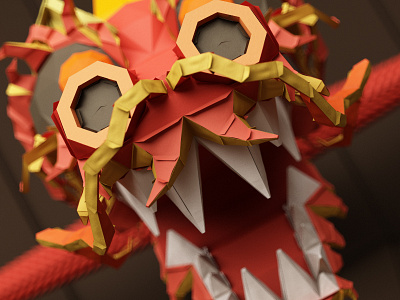 Paper Dragon 3d c4d cartoon character cinema4d dragon funny low poly paper