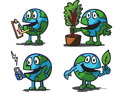 4 Earth Icons earth green icon illustration outline symbol