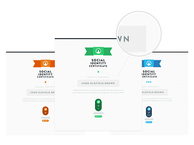 Social identity certificates blue certificate flat flat design green orange security web