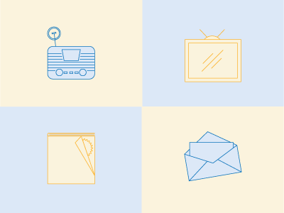 The Old envelope illustration line drawing magazine radio television