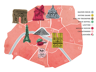 Arrondissements Map illustration map paris