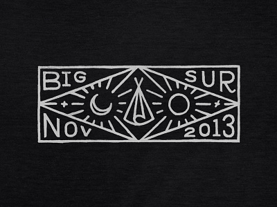 Big Sur Teepee badge big sur black camping grey moon patch stamp sun teepee white woodblock