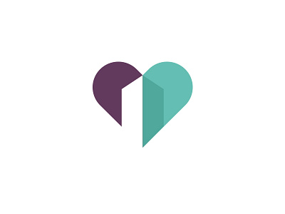 Logo Exploration building geometric heart negative space