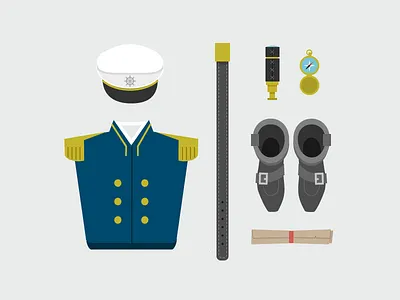 Diskvr Captain drawing flat icons illustration