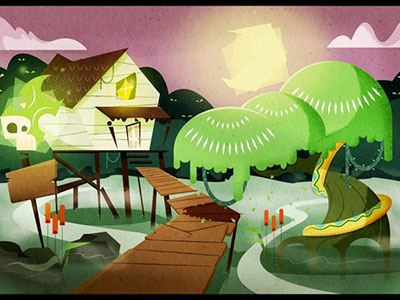 039 - "The Swamp" background cartoon illustration voodoo