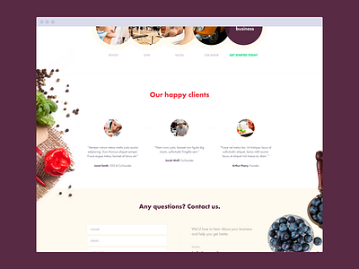 Sneak peek flat food homepage landing page web site