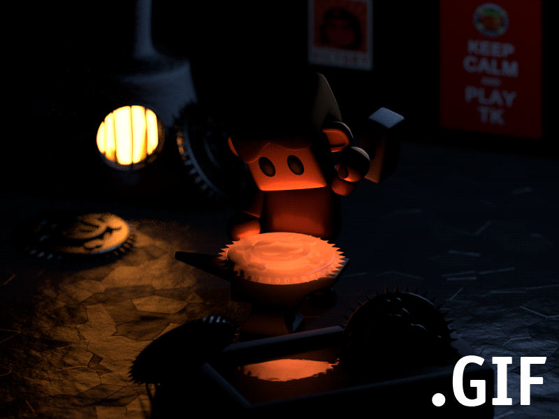 Teaser for social game animation blacksmith dof fire gif hammer metal shine sparks teaser tk water