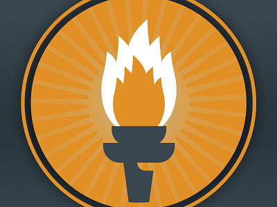 Torch burst circle flame gray icon orange outline star torch