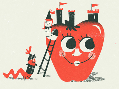 Castle Apple apple castle illustration worm