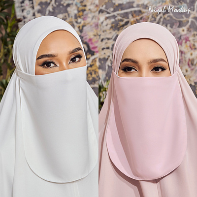 Niqab Mockup apparel clothes design download fashion hijab mockup muslim niqab scarf template women