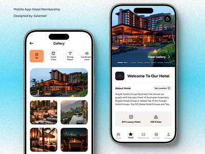 Hotel Membership: Luxury Stay & Gallery UI 2025 air bnb app ui booking mobile app gallery mobile app hootel mobile app hotel luxury hotel mobile ui luxury stay luxury hotel booking app mobile app mobile ui modern app ui neel litoriya online booking app restaurant booking app saloneel saloni ui ux