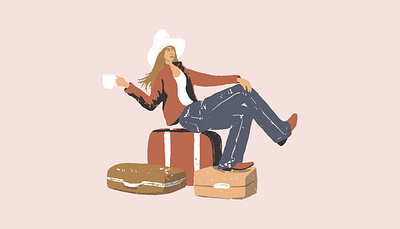 Interstate Inn Illustration branding cowgirl hospitality illustration