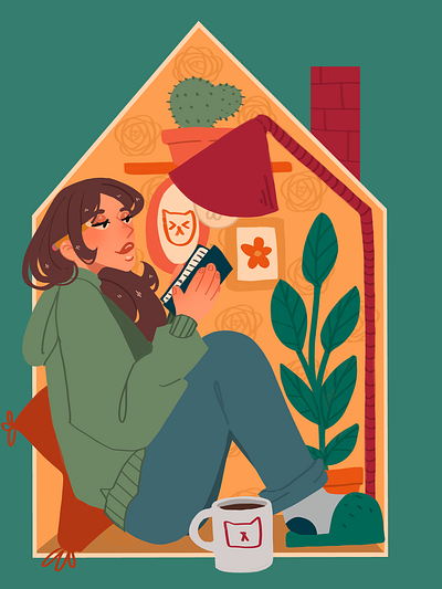 HOME 2d editorial flat illustration