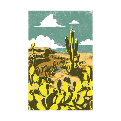 Illustrated Card for Circles Conference cactus illustration landscape illustration texture