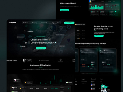 Ospace - automated dark theme defi design inerface interface design landing page modern modern ui platfrom ui ui design user experience ux ux design uxui uxui design web web 3 web ui