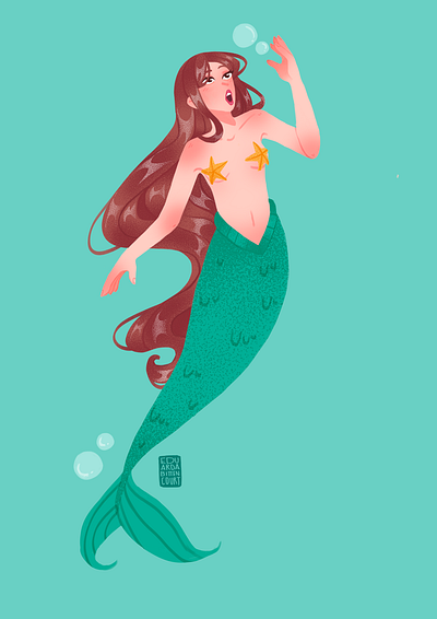 mermaid 2d editorial flat illustration mermaid publishing sea woman