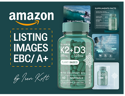 AMAZON LISTING IMAGES | A+ CONTENT | SUPPLEMENT | K2+D3 a content amazon amazon store branding ebc graphic design listing logo package supplement