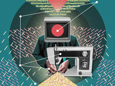 WIRED magazine - Glitch Embroider - Oct 2013 collage design digital editorial illustration kitch magazine nate nate kitch wired