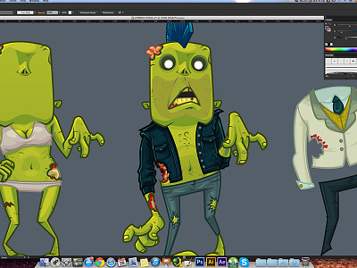 Zombies WIP cartoon character faces illustration vector wip wolf em zombies