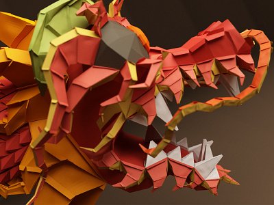 Paper Dragon 2 3d c4d cartoon character cinema4d dragon funny low poly paper