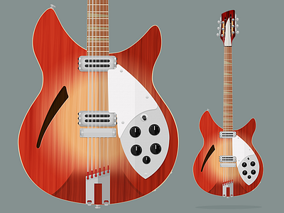 Rickenbacker 360/12C63 Flatguitar beatles flat george harrison guitar illustration music rickenbacker vector