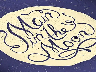 Man in the Moon Book Cover book cover hand lettering print