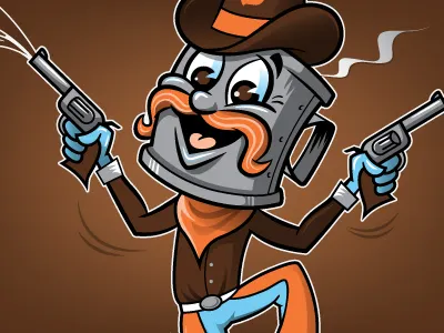 Jumpin' Joe Mascot Alternate baseball brewers coffee cowboy happy jumping logo mascot smiling sports logo tincup