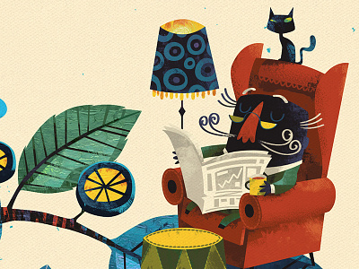Dribbble2 cat colour editorial financial illustrated illustration money painterly paper tree