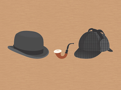 Watson & Holmes hats illustration pattern pipe sherlock vector
