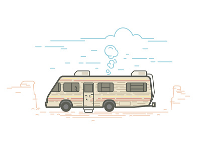 Breaking Bad Winnebago blue breaking bad clean clouds desert landscape line art new mexico rv simple winnebago