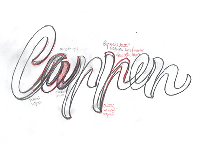 Cappen fuentoovehuna lettering logo sketch