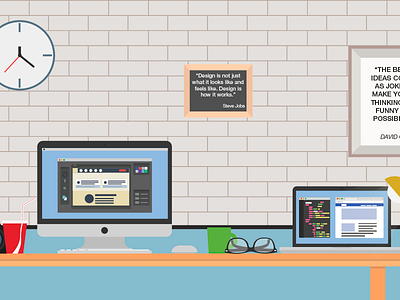 Web Site - Sneak Peek (WIP) flat illustration imac macbook portfolio web site wip workspace