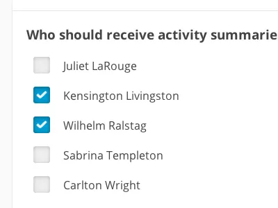 Settings page checkboxes ui