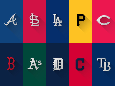 MLB Playoff Team Logos baseball logos long shadow minimalist mlb