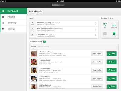 iPad Dashboard dashboard green ipad ui vaccine