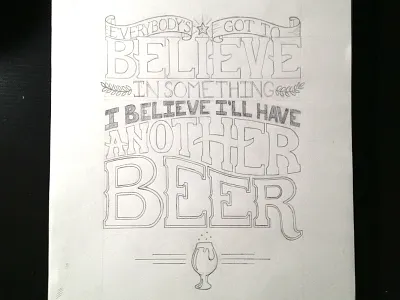 Beer! Process Sketch beer hand drawn hand lettering lettering poster typography